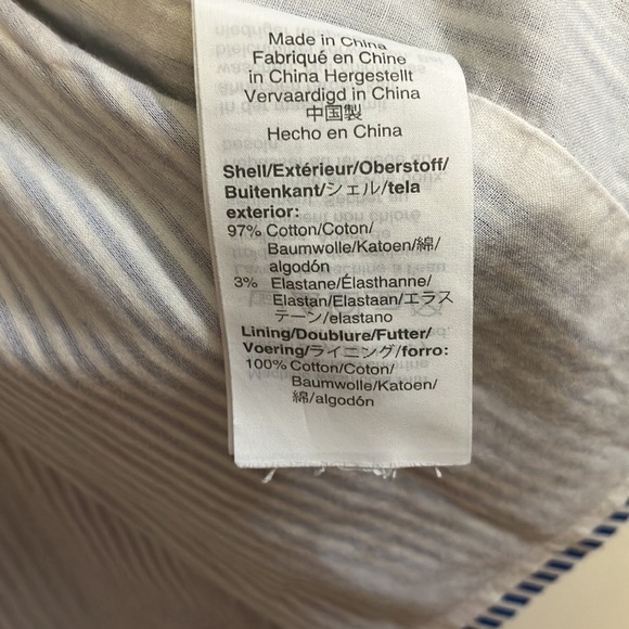 J. Crew Always Striped Blue White Lined Peplum Top Zip Close EUC Size 10 - Picture 7 of 9